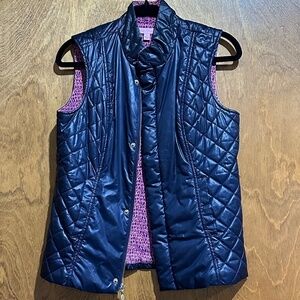 Lilly Pulitzer Navy “It’s A Lilly” Quilted Puffer Vest – Size Small - EUC